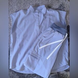 Figs Vapor Blue Space Dye scrub set